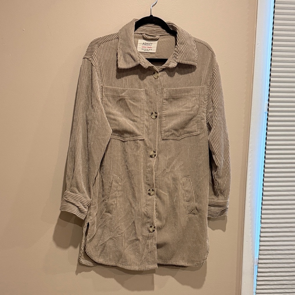 Ashley By 26 International Tan Corduroy Button-Up Top